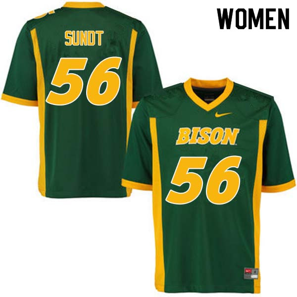 Women #56 Tanner Sundt North Dakota State Bison College Football Jerseys Sale-Green